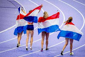 Paris 2024 - Athletics - Dutch Team Wins Silver In Women's 4x400m Relay