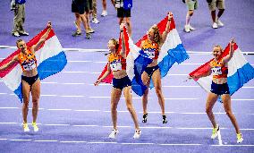 Paris 2024 - Athletics - Dutch Team Wins Silver In Women's 4x400m Relay