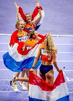 Paris 2024 - Athletics - Dutch Team Wins Silver In Women's 4x400m Relay