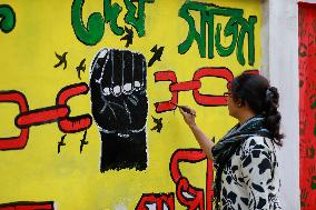 Students Paint The New Graffitis In Dhaka