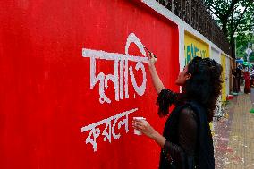 Students Paint The New Graffitis In Dhaka