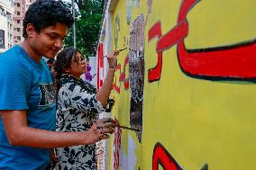 Students Paint The New Graffitis In Dhaka