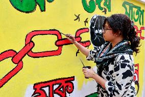 Students Paint The New Graffitis In Dhaka