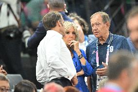 Paris 2024 - Emmanuel Macron And Brigitte At Women's Basketball Final