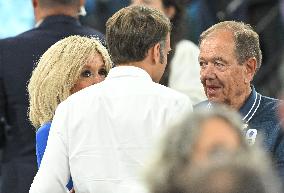 Paris 2024 - Emmanuel Macron And Brigitte At Women's Basketball Final