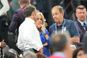 Paris 2024 - Emmanuel Macron And Brigitte At Women's Basketball Final