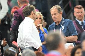 Paris 2024 - Emmanuel Macron And Brigitte At Women's Basketball Final