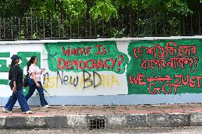 Students Paint Graffiti To Express Their Voice In Dhaka.