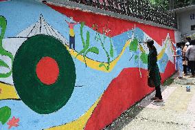 Students Paint Graffiti To Express Their Voice In Dhaka.