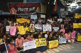 Junior Doctors Hold Protest In Government Hospitals For Rape And Murder Of A PGT Woman Doctor In Kolkata, India