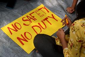 Junior Doctors Hold Protest In Government Hospitals For Rape And Murder Of A PGT Woman Doctor In Kolkata, India