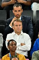 Paris 2024 - Emmanuel Macron And Brigitte At Women's Basketball Final