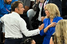 Paris 2024 - Emmanuel Macron And Brigitte At Women's Basketball Final