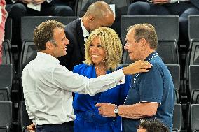 Paris 2024 - Emmanuel Macron And Brigitte At Women's Basketball Final