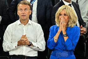 Paris 2024 - Emmanuel Macron And Brigitte At Women's Basketball Final