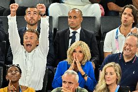 Paris 2024 - Emmanuel Macron And Brigitte At Women's Basketball Final