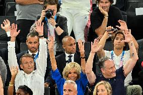 Paris 2024 - Emmanuel Macron And Brigitte At Women's Basketball Final