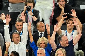 Paris 2024 - Emmanuel Macron And Brigitte At Women's Basketball Final