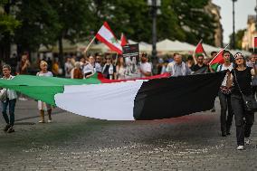 March For Palestine In Krakow