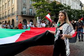 Solidarity Protest With Palestine In Krakow