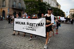 Solidarity Protest With Palestine In Krakow