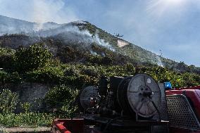 Large Forest Fire In Naples, Monte Pendolo Burns In Gragnano