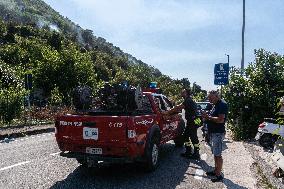 Large Forest Fire In Naples, Monte Pendolo Burns In Gragnano