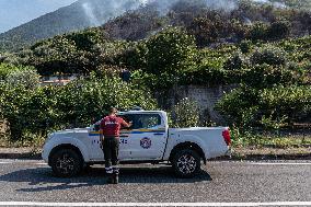 Large Forest Fire In Naples, Monte Pendolo Burns In Gragnano