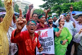 Hindu Community Protests Against Violence - Dhaka