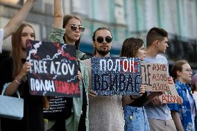 Rally in  support of Ukrainian POWs in central Kyiv