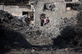 Aftermath of Israeli Airstrike In Gaza, Palestine