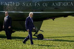 U.S. President Joe Biden exits Marine One on the South Lawn of the White House