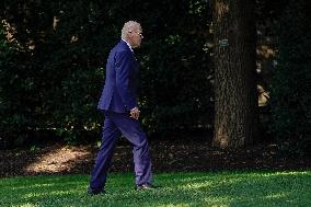 U.S. President Joe Biden exits Marine One on the South Lawn of the White House