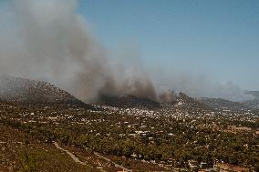 Severe Wildfires Continue To Rage In Greece's Attica Region.