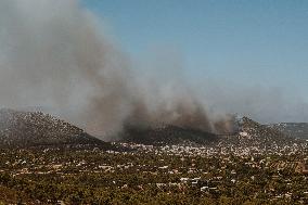 Severe Wildfires Continue To Rage In Greece's Attica Region.