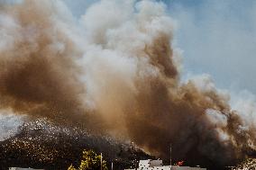 Severe Wildfires Continue To Rage In Greece's Attica Region.