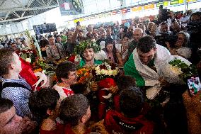 Welcome To The Gold Medalists Of The Olympic Games Paris 2024 At The Airport In Sofia.