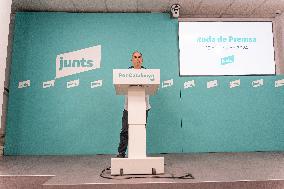 Press Conference By Jordi Turull (Junts) In Barcelona.