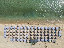 Aerial View Of A Beach In Greece