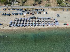 Aerial View Of A Beach In Greece