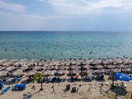 Aerial View Of A Beach In Greece