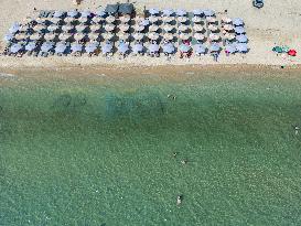 Aerial View Of A Beach In Greece