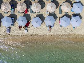 Aerial View Of A Beach In Greece