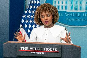 White House Press Sec. Karine Jean-Pierre speaks during the Daily Press Briefing