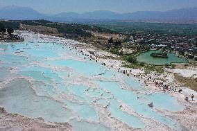 Tourists Visit Pamukkale - Turkey