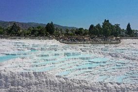 Tourists Visit Pamukkale - Turkey