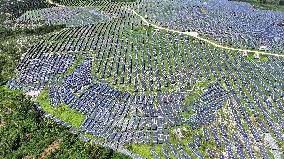 A Photovoltaic Power Station on A Barren Mountain in Zaozhuang