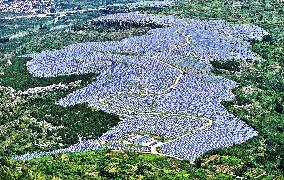 A Photovoltaic Power Station on A Barren Mountain in Zaozhuang