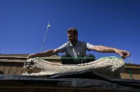 Mammoth bones found on River Dnipro bank displayed in Zaporizhzhia