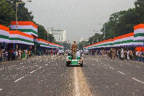 Dress Rehearsal Of Parade Ahead Of 78th Independence Day Celebration In India.